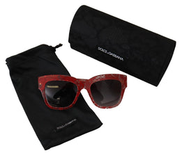 Red Lace Acetate Rectangle Shades DG4231Sunglasses Dolce & Gabbana
