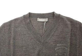 Gray Wool Blend V-neck Pullover Sweater Ermanno Scervino