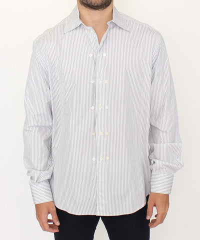White Gray Striped Regular Fit Casual Shirt Ermanno Scervino