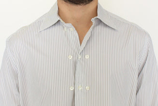 White Gray Striped Regular Fit Casual Shirt Ermanno Scervino