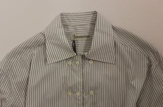 White Gray Striped Regular Fit Casual Shirt Ermanno Scervino