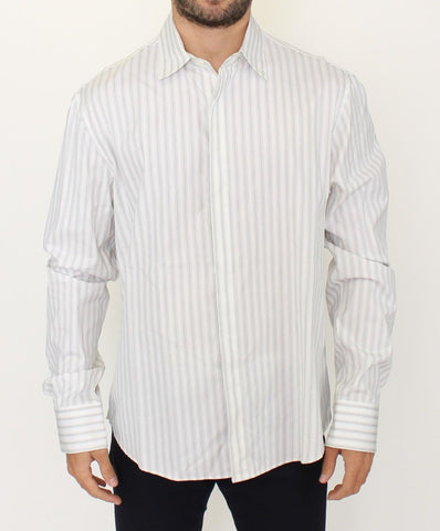 White Black Striped Regular Fit Casual Shirt Ermanno Scervino