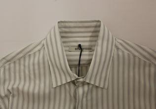 White Black Striped Regular Fit Casual Shirt Ermanno Scervino