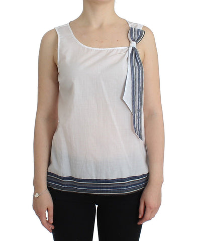 White Blue Top Blouse Tank Shirt Sleeveless Ermanno Scervino