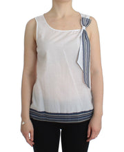 White Blue Top Blouse Tank Shirt Sleeveless Ermanno Scervino