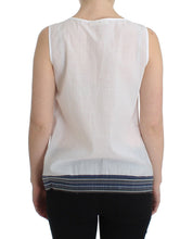 White Blue Top Blouse Tank Shirt Sleeveless Ermanno Scervino