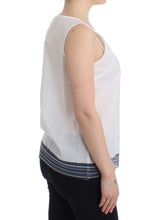 White Blue Top Blouse Tank Shirt Sleeveless Ermanno Scervino