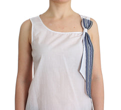White Blue Top Blouse Tank Shirt Sleeveless Ermanno Scervino