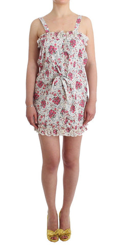 Beachwear Pink Floral Beach Mini Dress Short Ermanno Scervino