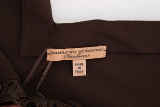 Beachwear Brown Cotton Stretch Tunic Dress Ermanno Scervino