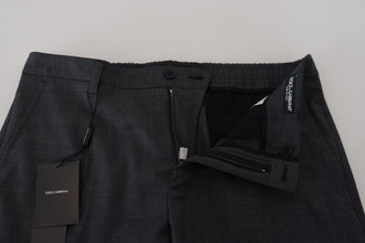 Gray Checked Cargo Trousers Stretch Pants Dolce & Gabbana