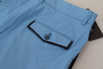 Blue Cotton Silk Trousers Chinos Pants Dolce & Gabbana