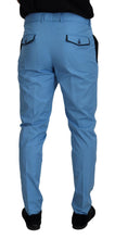 Blue Cotton Silk Trousers Chinos Pants Dolce & Gabbana