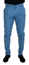 Blue Cotton Silk Trousers Chinos Pants Dolce & Gabbana