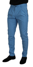 Blue Cotton Silk Trousers Chinos Pants Dolce & Gabbana