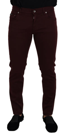 Bordeaux Cotton Stretch GOLD Denim Jeans Dolce & Gabbana
