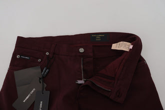 Bordeaux Cotton Stretch GOLD Denim Jeans Dolce & Gabbana