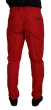 Red Cotton Slim Fit Trousers Chinos Pants Dolce & Gabbana
