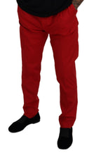 Red Cotton Slim Fit Trousers Chinos Pants Dolce & Gabbana