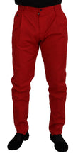 Red Cotton Slim Fit Trousers Chinos Pants Dolce & Gabbana