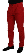 Red Cotton Slim Fit Trousers Chinos Pants Dolce & Gabbana