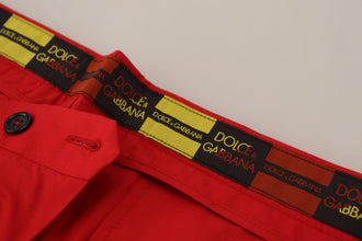 Red Cotton Slim Fit Trousers Chinos Pants Dolce & Gabbana