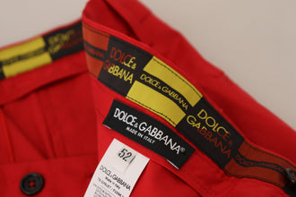 Red Cotton Slim Fit Trousers Chinos Pants Dolce & Gabbana