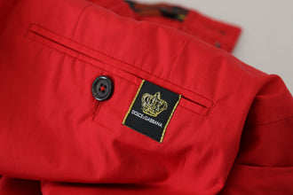 Red Cotton Slim Fit Trousers Chinos Pants Dolce & Gabbana