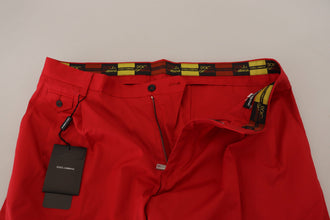 Red Cotton Slim Fit Trousers Chinos Pants Dolce & Gabbana