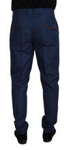 Blue Cotton Silk Trousers Chinos Pants Dolce & Gabbana