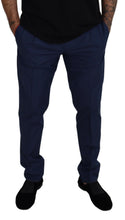 Blue Cotton Silk Trousers Chinos Pants Dolce & Gabbana