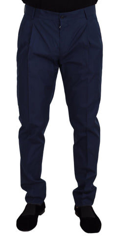 Blue Cotton Silk Trousers Chinos Pants Dolce & Gabbana