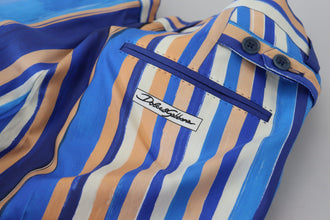 Blue Striped Silk Cotton Slim Trousers Pants Dolce & Gabbana