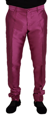 Pink Silk Slim Trousers Dress Formal Pants Dolce & Gabbana