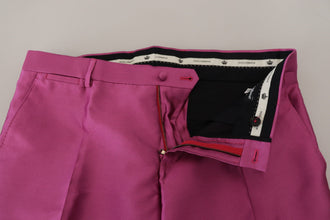 Pink Silk Slim Trousers Dress Formal Pants Dolce & Gabbana
