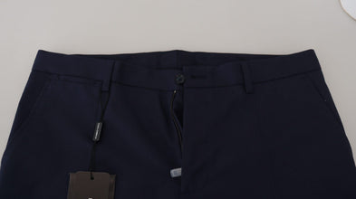 Blue Linen Cotton Slim Trousers Chinos Pants Dolce & Gabbana