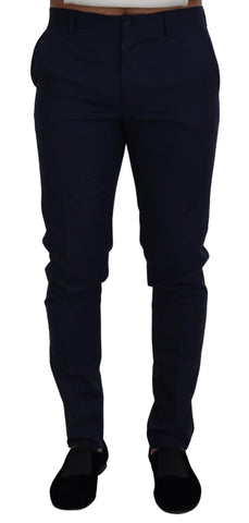 Blue Linen Cotton Slim Trousers Chinos Pants Dolce & Gabbana