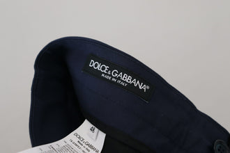 Blue Linen Cotton Slim Trousers Chinos Pants Dolce & Gabbana