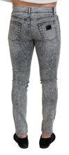 Gray Slim Fit Wash Stretch Cotton Denim Jeans Dolce & Gabbana