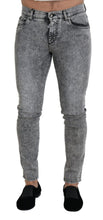 Gray Slim Fit Wash Stretch Cotton Denim Jeans Dolce & Gabbana