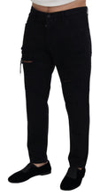 Black Loose Regular Torn Cotton Jeans Dolce & Gabbana