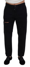 Black Loose Regular Torn Cotton Jeans Dolce & Gabbana