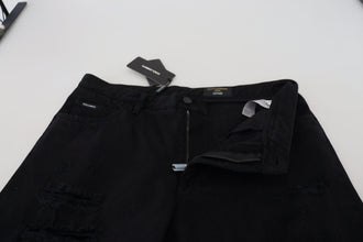 Black Loose Regular Torn Cotton Jeans Dolce & Gabbana