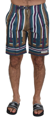 Multicolor Striped Stretch Cotton Shorts Dolce & Gabbana