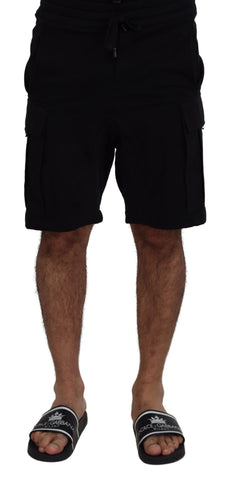 Black Cotton Bermuda Cargo Shorts Dolce & Gabbana