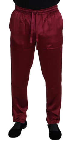 Bordeaux Silk DG Sleep Lounge Pants Dolce & Gabbana