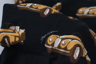 Black Car Print Short Sleeve Polo T-shirt Dolce & Gabbana
