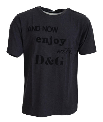 Gray Crewneck Cotton Short Sleeve  T-shirt Dolce & Gabbana