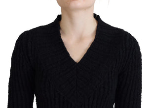 Black Wool Knitted Sheath Sweater Dress Dolce & Gabbana