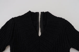 Black Wool Knitted Sheath Sweater Dress Dolce & Gabbana